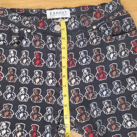 Ernest Le Gamin All Over Teddy Bear Slim Straight Mid Rise Jeans 28W/29L - Picture 15 of 16